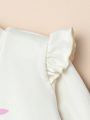 Little Girls' Cherry Print Thermal Underwear Set For Autumn/winter, 2pcs