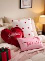LongNap™ 1pc Textured Touch Heart Embroidery Decorative Cushion Cover, Valentine's Day Home Decor, Throw Pillowcase Without Filler, Sweet Wedding Essentials