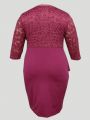 Plus Size Women's Lace Patchwork Slim Dress