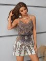SHEIN VCAY Ladies' Casual Cami Jumpsuit With Paisley Print For Vacation, Sleeveless
