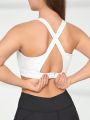 Yoga Basic Women's Plus Size Solid Color Round Neck Sports Bra