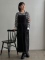 FRIFUL Ladies' Drawstring Waist & Suspenders Design Maxi Dress