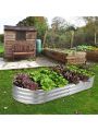Raised Garden Bed, Outdoor Galvanized Planter Boxes, Beds with Metal Plant Stakes, Large Stock Tank, for Vegetables 4×2×1ft
