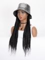 Ombre Braided Synthetic Wig Braiding Box Braids Hair Extensions With Summer Foldable Bucket Hat