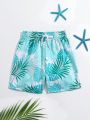 Toddler Boys' Swimwear Plant Print Woven Fabric Beach Shorts
