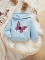 Baby Girls' Casual Long Sleeve Hoodie, Suitable For Autumn And Winter