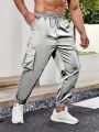 Manfinity LEGND Men's Plus Size Side Pocket Drawstring Waist & Elastic Cuff Cargo Pants