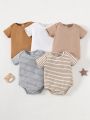 Summer Comfortable Infant Boys' Round Neck Short Sleeve Bodysuit Sets