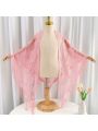 1pc Ladies' Lightweight Breathable Single Color Lace Fringe Shawl