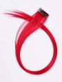 5pcs Set Red Clip In Synthetic Hair Extension Long Straight  For Women Girl Kids With Cosply