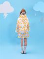 Girls' Cute Lemon Printed Raincoat For All Seasons, Yellow