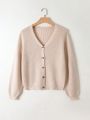 Teen Girls' Solid Color Drop-Shoulder Cardigan With Open Front