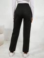 SHEIN Maternity Solid Color Adjustable Waist Pants