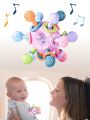 1Pc Baby Rotating Rattles Ball Toy Newborn Silicone Teether Grasping Exercise Game Hand Bell Develope Intelligence Educational Sensory Toys Children(Accessories are random in color)