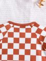 Baby Boy Checker Print Zip Up Jumpsuit