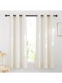 NICETOWN 2 Panels Flax Linen Curtains for Windows, Grommet Semi Sheer Vertical Drapes Privacy Added with Light Filtering for Bedroom/Living Room