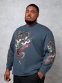Manfinity LEGND Men'S Plus Size Knitted Casual Round Neck Long Sleeve T-Shirt