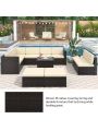 Merax 9 Piece Rattan Sectional Seating Group with Cushions and Ottoman, Patio Furniture Sets, Outdoor Wicker Sectional