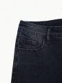 SHEIN Tween Boy Spliced Frayed Denim Jeans