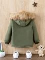 SHEIN Baby Boy's Thickened Warmth Detachable Hooded Parka With Collar, Autumn & Winter