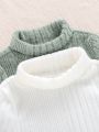 SHEIN Baby Boy High-Neck Knitted Casual Top 2pcs Set