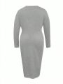 Plus Size Solid Color Hollow Out Bodycon Dress
