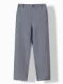 SHEIN Kids EVRYDAY Boys' Casual Solid Color Woven Pants, Straight Cut