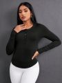 Daily&Casual Women's Long Sleeve Sports T-shirt With Front Button Placket
