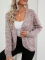 Knitted Blend Double Pocket Cardigan With Open Front