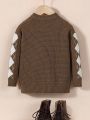 Young Boy Diamond Pattern Round Neck Sweater