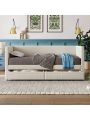 Twin Size Corduroy Daybed with Two Drawers and Wood Slat