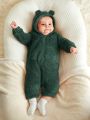 Cozy Cub Unisex Newborn Solid Color Double-sided Fleece Hooded Front Zipper Footie