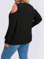SHEIN LUNE Plus Size Cut-Out Shoulder Button Front T-Shirt
