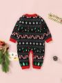 Infant's Fun Christmas Theme Knitted Jumpsuit With Main Graphic