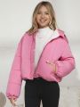 Teen Girl Slant Pocket Drop Shoulder Puffer Coat