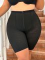Plus Size Zipper & Hook And Eye Closure Front Body Shaping Shorts