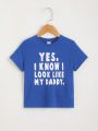 SHEIN Kids EVRYDAY Young Boy Casual Slogan Pattern T-Shirt