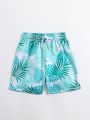 Toddler Boys' Swimwear Plant Print Woven Fabric Beach Shorts
