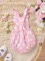 Baby Girl Easter Pink Fresh Cartoon Embroidery Overalls Jumpsuit