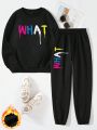 Women'S Letter Printed Sweatshirt And Joggers Set