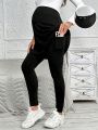 SHEIN Maternity Knitted Casual Adjustable Waist Leggings, Perfect For Layering