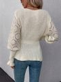 SHEIN Essnce Contrast Lace Peplum Sweater