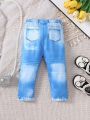 Baby Girls' Jeans-Like Printed Pants