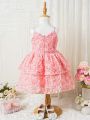 Infant Girls' Pink Elegant, Gorgeous, Romantic And Lovely 3d Flower Decorated Casual Dress For Spring/Summer