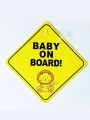 1set 'baby On Board' Car Warning Sign Sticker With 1 Suction Cup For Baby's Safety And Potential Hazards Caution (random Dispatch)