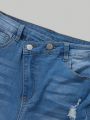 SHEIN Teen Girls' Distressed Flared Jeans