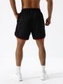 Men Letter Graphic Contrast Binding Sports Shorts