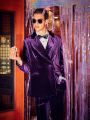 MOCODE Men's Velvet Blazer With Peak Lapel Single Button Closure And Trousers Suit Set