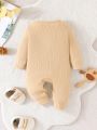 Baby Boy Half Button Ribbed Knit Jumpsuit