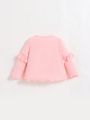 SHEIN Baby Girls' Cartoon Pattern Round Neck With Flounce Long Sleeve Pullover Top
